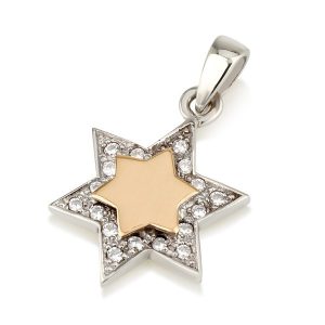 S&9K GOLD CUBIC ZIRCONIA STONES STAR OF DAVIT PENDANT