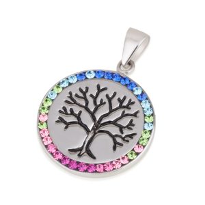 S ZIRCON STONES BLACK "TREE OF LIFE" PENDANT