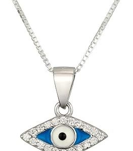 S/WHITE ZIRCON STONES/TORQUOISE EVIL EYE PANDANT