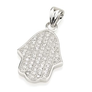 S ZIRCON STONES WHITE HAMSA PENDANT