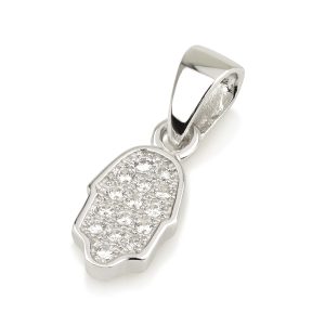 S ZIRCON STONES WHITE HAMSA PENDANT
