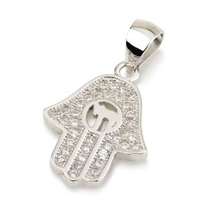 S ZIRCON STONES WHITE CHAI IN HAMSA