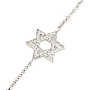 S ZIRCON STONES WHITE STAR OF DAVID BRACELET