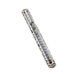SILVER PLATED SPIRAL/FILIGREE BACK MEZUZAH 15 CM.