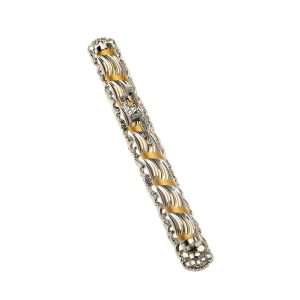 SILVER/GOLD PLATED SPIRAL/FILIGREE BACK MEZUZAH 15 CM.