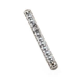 SILVER PLATED SPIRAL/FILIGREE BACK MEZUZAH 15 CM.